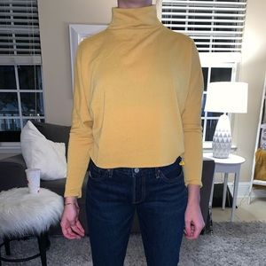 Mustard Turtleneck Cropped Sweater